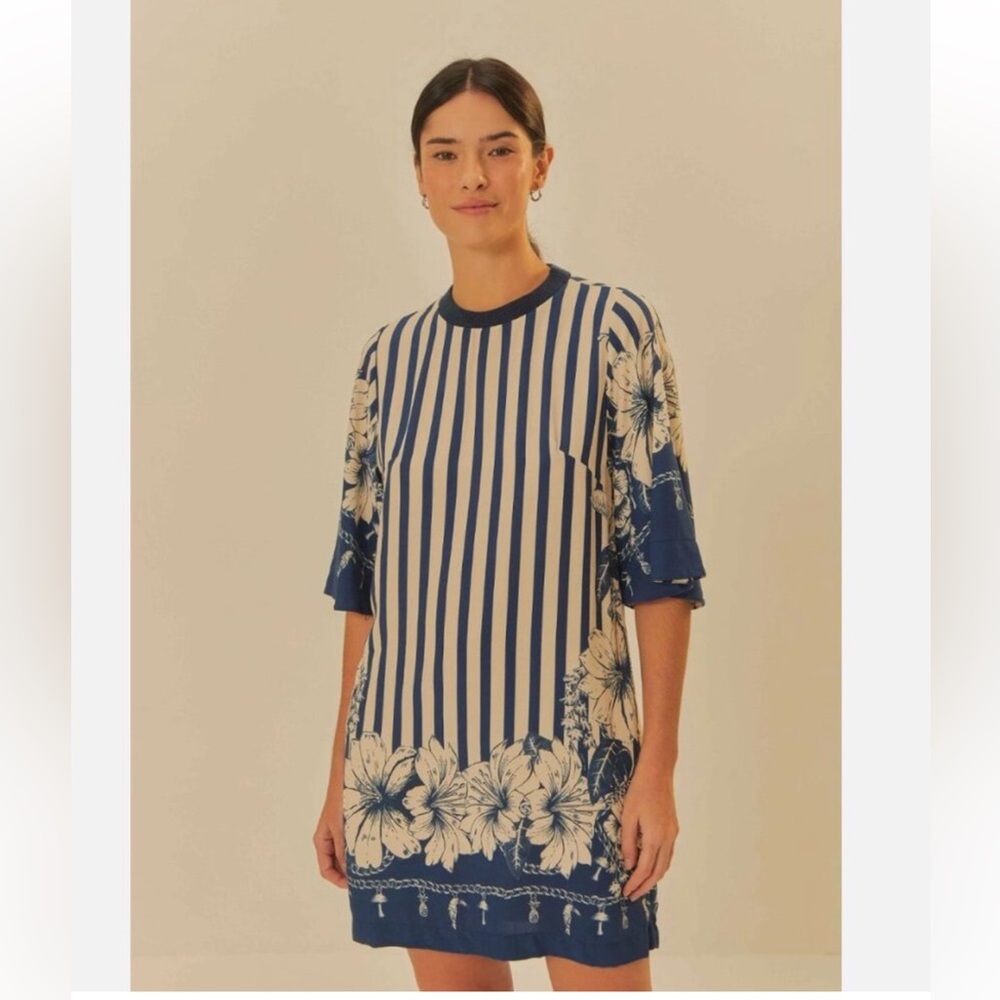 FARM Rio Navy and White Floral Mini Dress